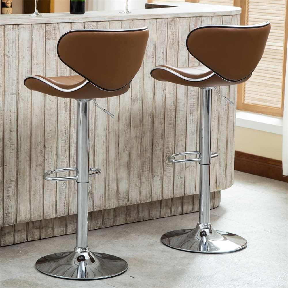 Upholstery Adjustable Swivel Barstool w/ Chrome Base (Set of 2)