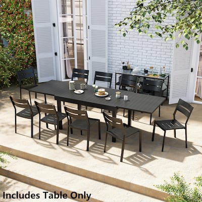 VredHom Aluminum Outdoor Rectangle Extendable Dining Table for 6-10 Person - 29.1 in W x 29.7 in H x 106.2 in L