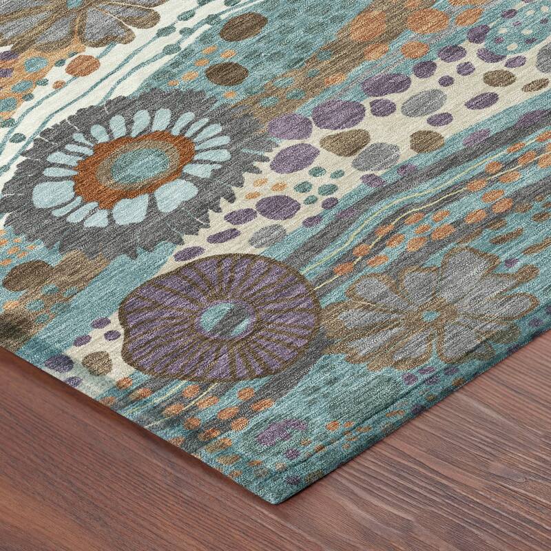 Machine Washable Indoor/ Outdoor Whimsy Floral Chantille Rug