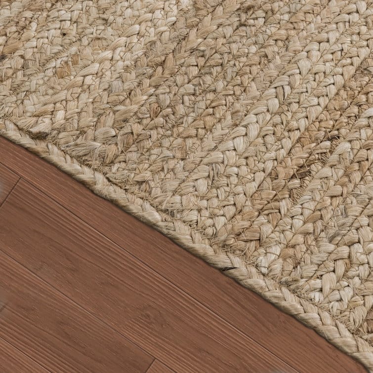 Jute Hand Braided Zigzag Stitch Natural Fibers Farmhouse Style Area Rug