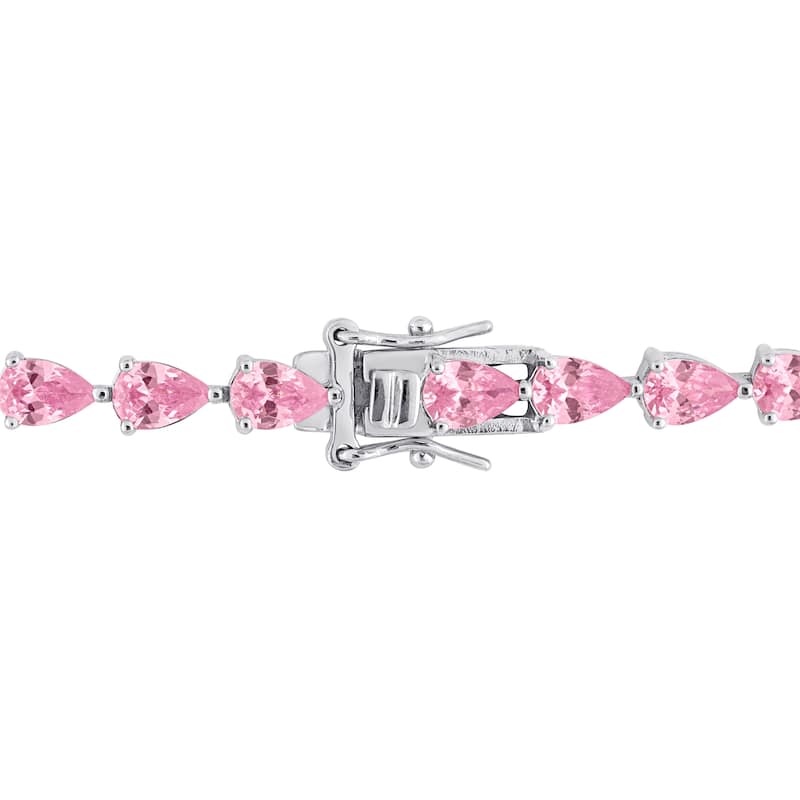 Miadora 13.5ct TGW Created Pink Sapphire Bracelet in Sterling Silver