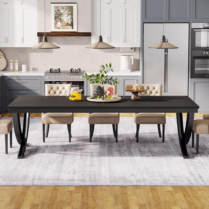 78" Large Rectangular Dining Table, Farmhouse Solid Wood Top Kitchen Table for Dining/Living Room