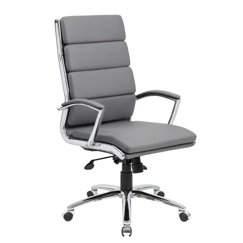 Dave Tall Executive Swivel Armchair, Chrome Finish, Gray Vinyl