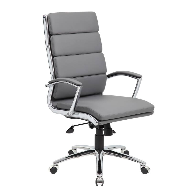 Dave Tall Executive Swivel Armchair, Chrome Finish, Gray Vinyl