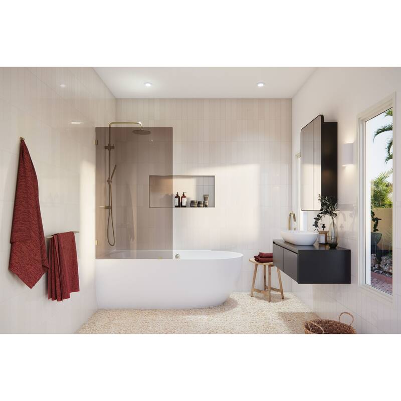 Glass Warehouse BTBF-34 Ursa 58-1/4" High x 34" Wide Shower Screen - Brushed Bronze
