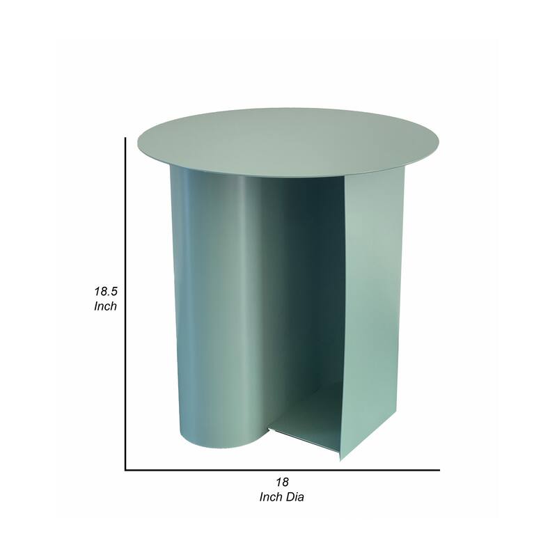 Rati 19 Inch Side End Table with Magazine Rack, Round Top, Green Finish