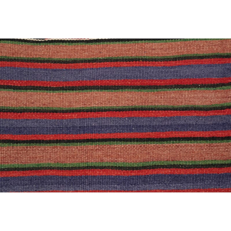 Hand Woven Oriental 100% Wool Carpet Southwestern Tribal Multi-Colored Kilim Runner Rug - 9' 3'' X 4' 3''