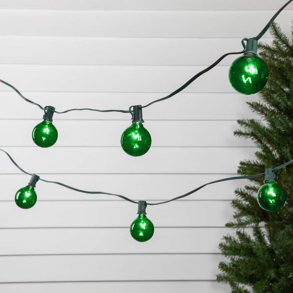 G50 Globe Indoor Outdoor Patio Light Set - Green - 9' Green Wire - 10ct