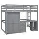 preview thumbnail 16 of 30, Full Size Loft Bed with Wardrobe, Desk, and Storage Drawers, Modern Space-Saving Design, Solid Pine Wood Frame, Grey