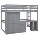 preview thumbnail 44 of 59, Modern Wood Loft Bed with Desk & Wardrobe, Space-Saving High Loft Bed Frame with Storage Drawers for Kids Teens Adults