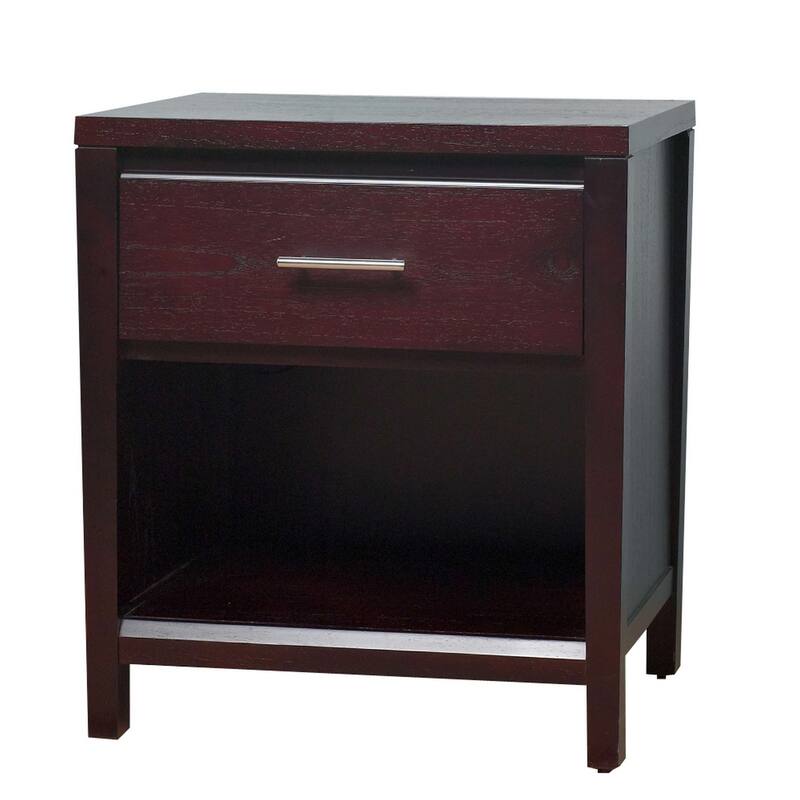 Wooden Nightstand with One Drawer and One Shelf, Brown