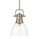 preview thumbnail 1 of 2, Golden Lighting 3604-S AB Duncan 9" Wide Mini Pendant Aged Brass / Clear