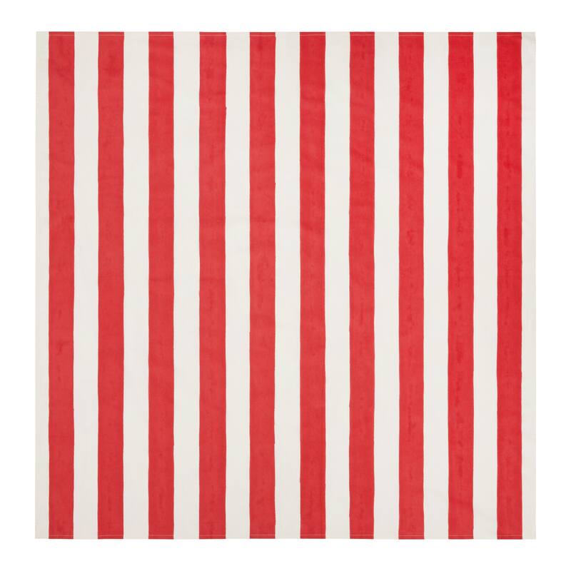 Couleur Nature St. Tropez Tablecloth - Blue Stripes - 59" x 59" - 59" x 59" - Red