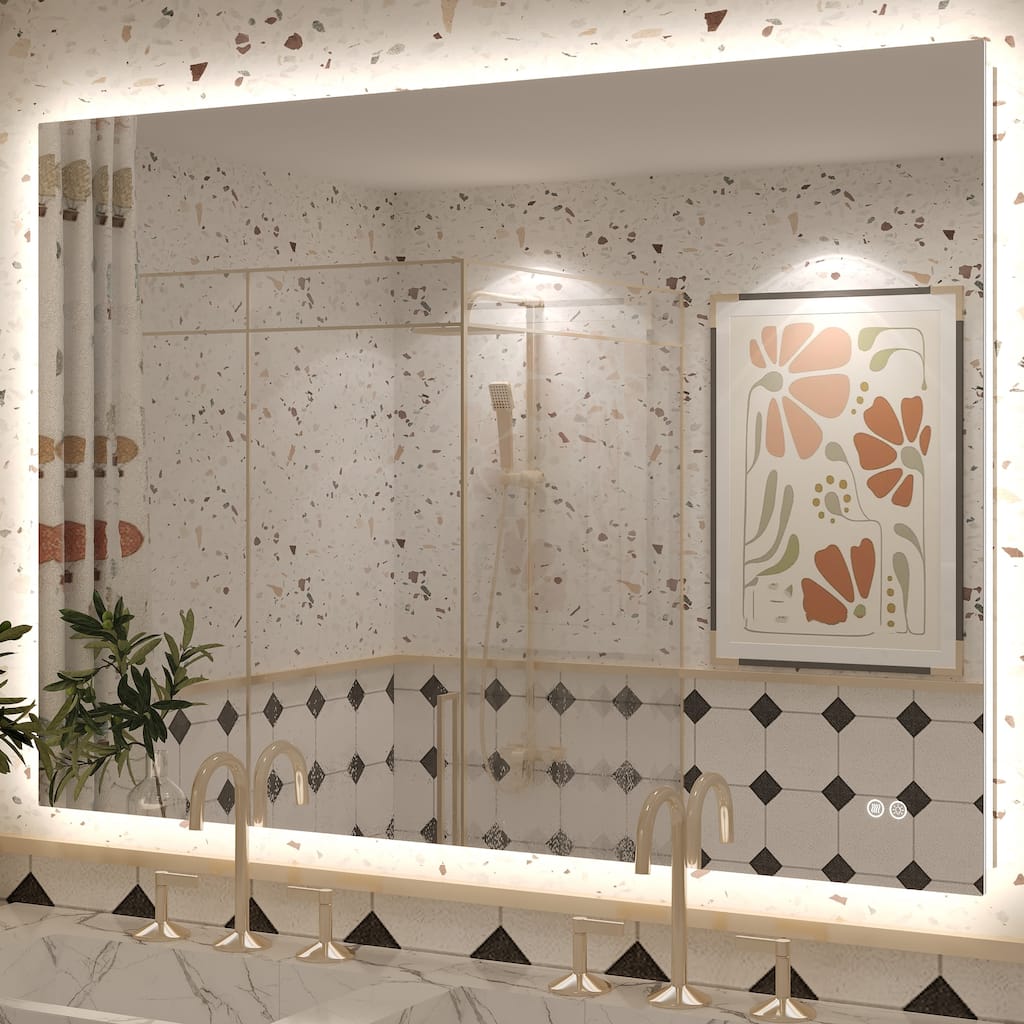 Frameless LED Backlit Anti-Fog Bathroom Vanity Mirror Tempered Glass
