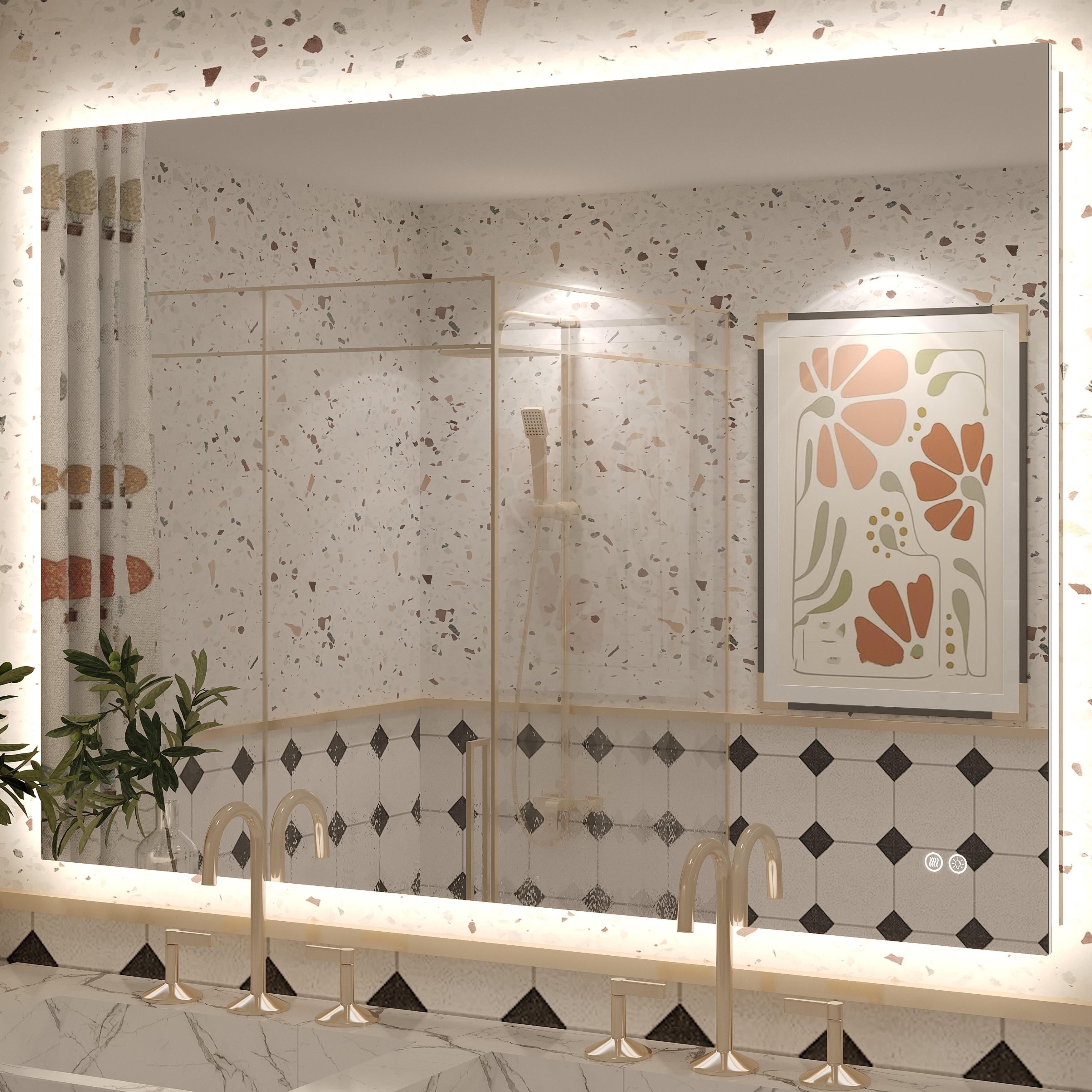 Frameless LED Backlit Anti-Fog Bathroom Vanity Mirror Tempered Glass