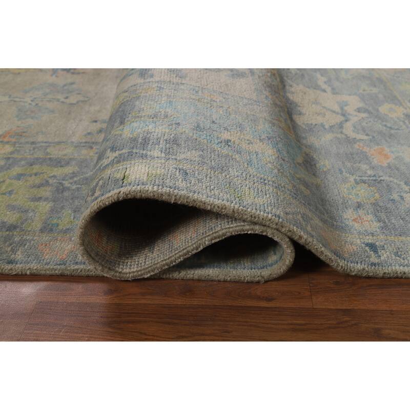 Oriental Beige Oushak Indian Area Rug Hand-Knotted Wool Carpet - 7'10" x 10'2"