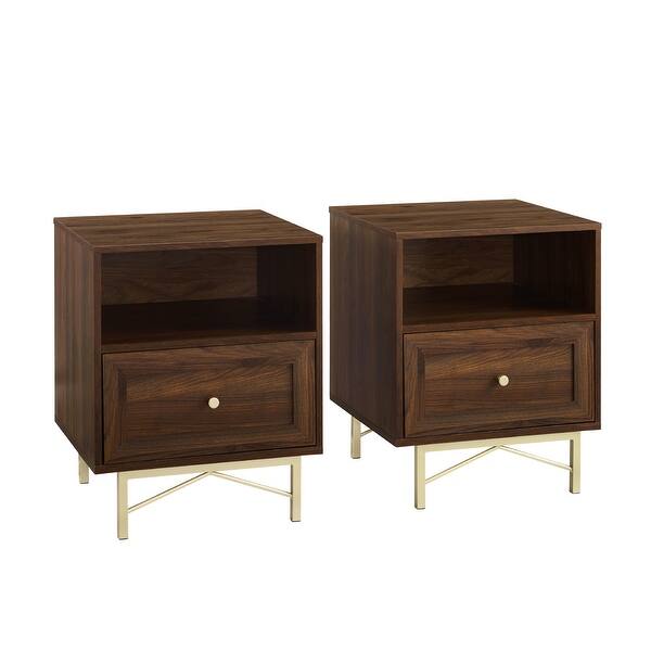 Silver Orchid 1 Drawer Gold Base Nightstands Set Of 2 Overstock 33148168