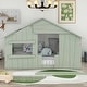 preview thumbnail 23 of 38, Wood House Bed with Roof & Door, Window and Guardrail
