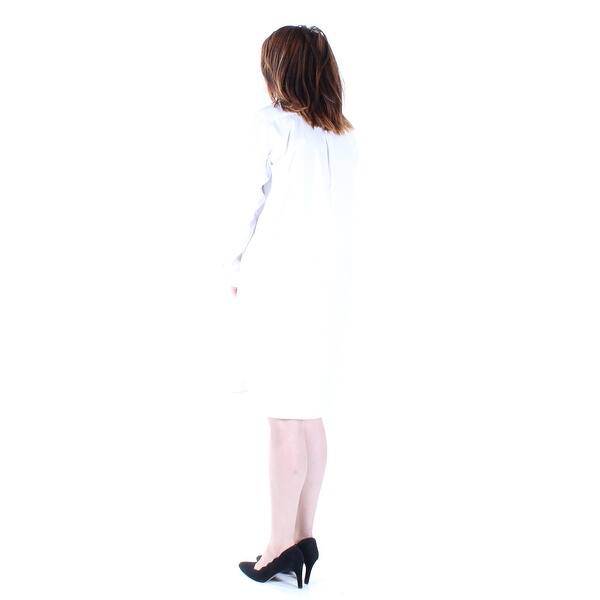 Shop Ralph Lauren Womens White Cuffed Bib Neck Knee Length Shirt