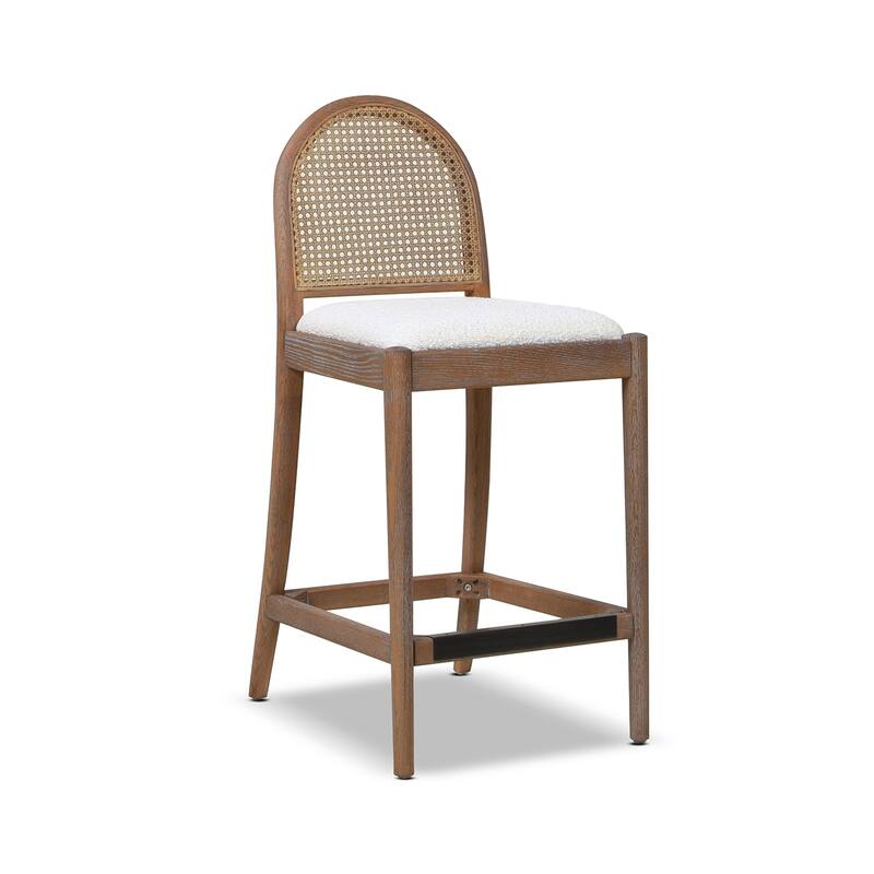 Curved Back Cane Rattan Counter Stool Set