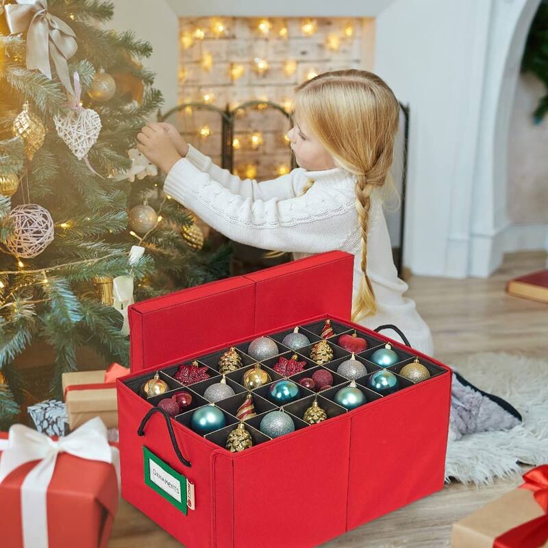 HOLDN’ STORAGE Christmas Ornament Storage Container Box with Dividers - Stores up to 72 - 3" Ornaments