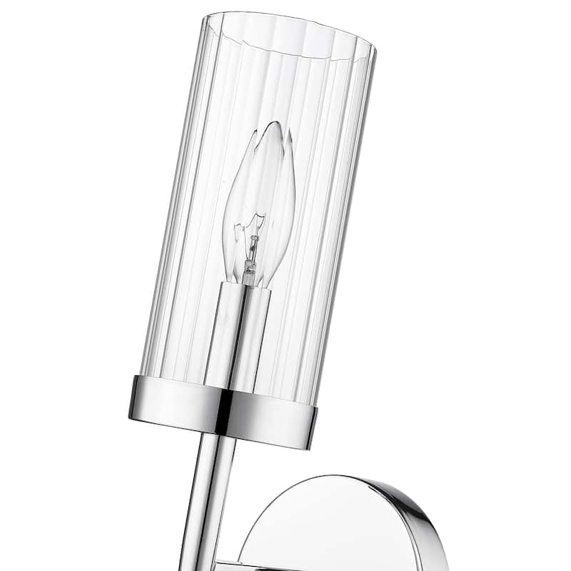 1-Light Chrome Iron Wall Sconce With A Clear Glass Shade