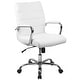 preview thumbnail 20 of 44, Mid-back LeatherSoft Executive Swivel Office Chair White LeatherSoft/Chrome Frame