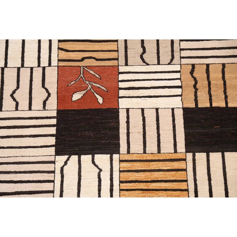 Gabbeh Kashkoli Contemporary Area Rug Wool Hand-knotted Foyer Carpet - 4'1" x 6'2"