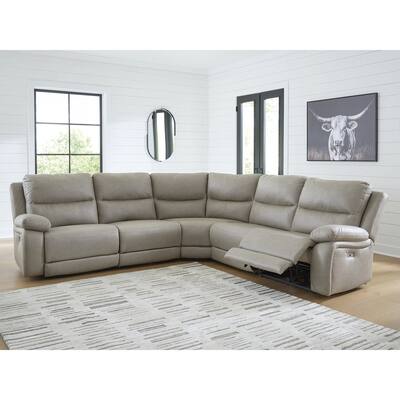 Signature Design by Ashley Brannigan Gray 5-Piece Power Reclining Sectional - 142" W x 142" D x 42" H
