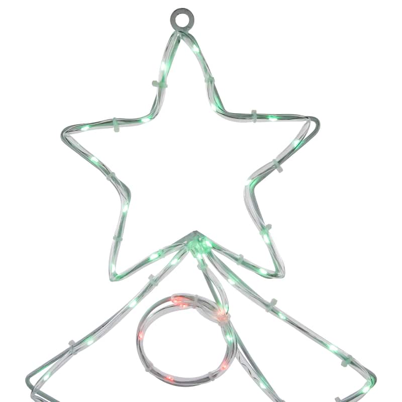 28" Lighted Christmas Tree Ornaments Window Silhouette Christmas Decor