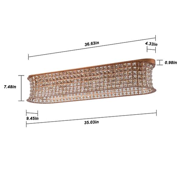 dimension image slide 0 of 2, 4/5-Light Glam Distressed Copper Crystal Flush Mount Ceiling Light