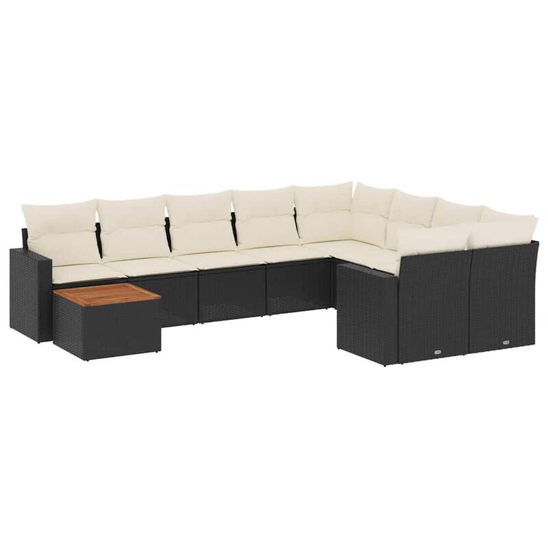 vidaXL Patio Sofa Set with Cushions Outdoor Furniture 10 Piece Poly Rattan - 24.4 x 25.8 x 27.2