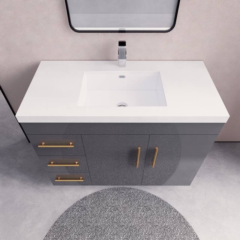 Eliza 42'' Freestanding Vanity (Left Drawers) with Single Sink