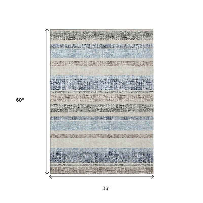HomeRoots Striped Transitional Rectangle Outdoor Rug