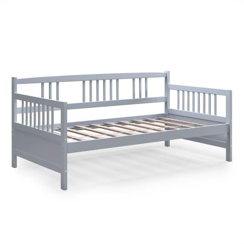 Gymax Twin Size Wooden Slats Daybed Frame Support Platform W/Rails