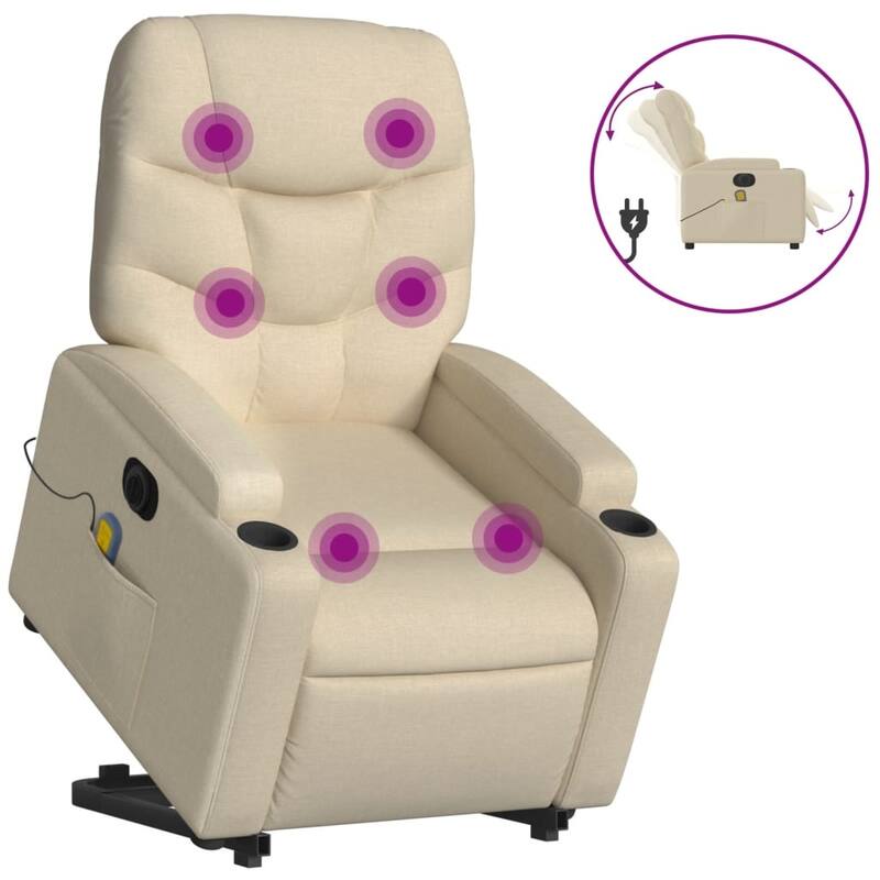 vidaXL Stand up Massage Recliner Chair Light Gray Fabric