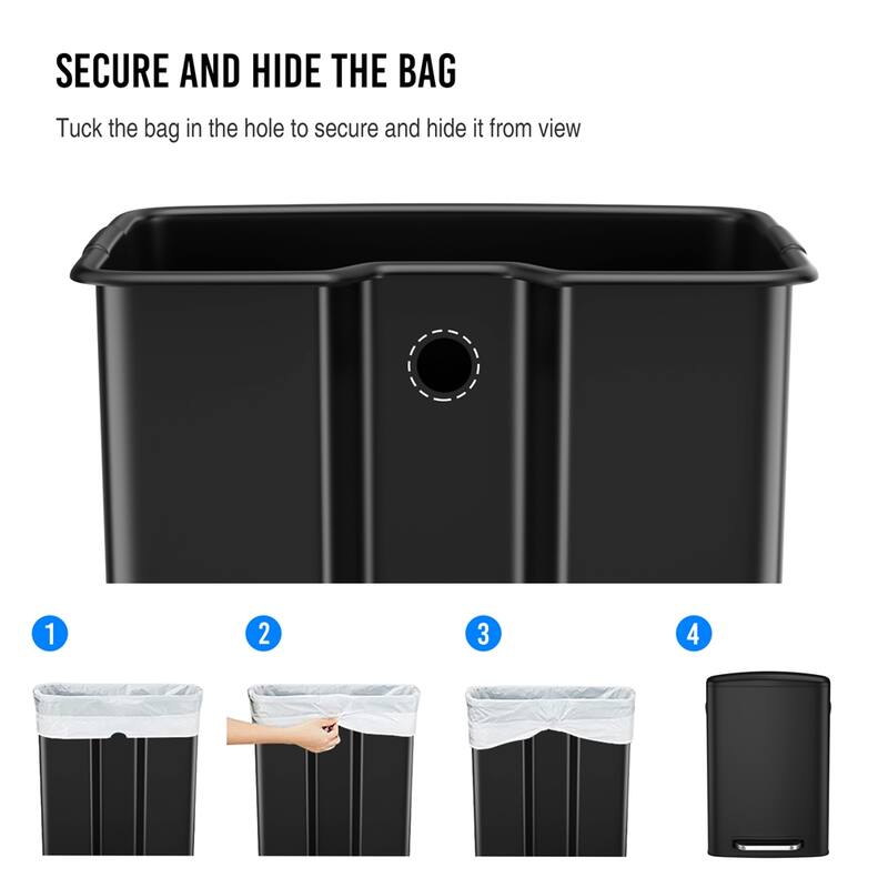 13 Gallon 50L Foot Pedal Operated Soft Close Trash Can Bustbin