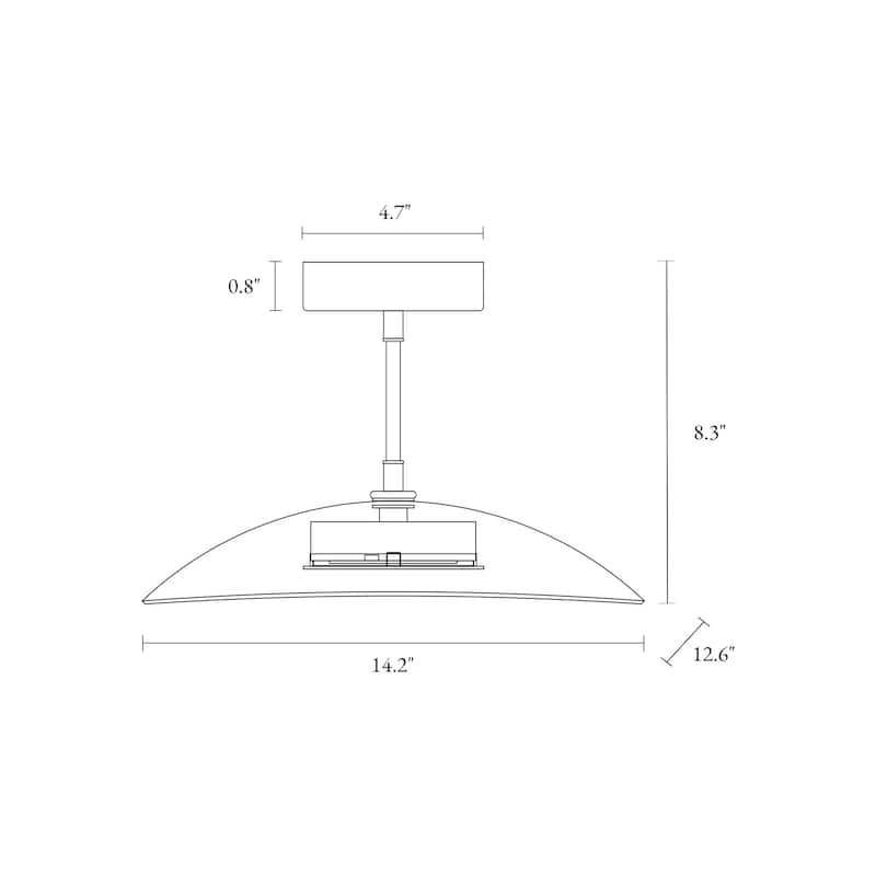 Modern LED 1-Light Chandelier Glass Semi-Flush Mount Ceiling Lights - D14.2" x H8.3"