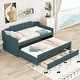 preview thumbnail 3 of 11, Twin Size Upholstered Daybed Bed Frame with Pull-out Trundle Bed and 3 Storage Drawers, Box Spring Not Required, Green
