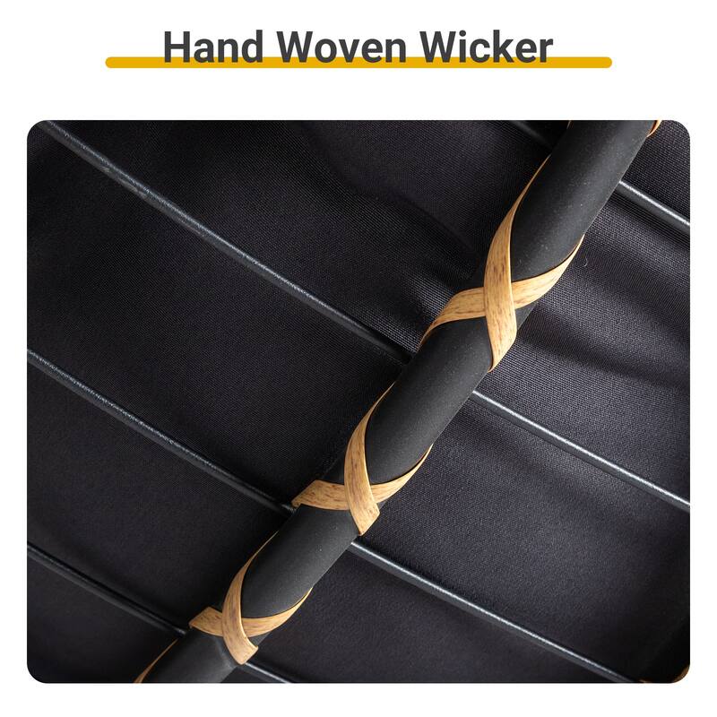 Outdoor Wicker Papasan Chair with Padded Cushion for Patio - 51"D x 30"W x 32"H