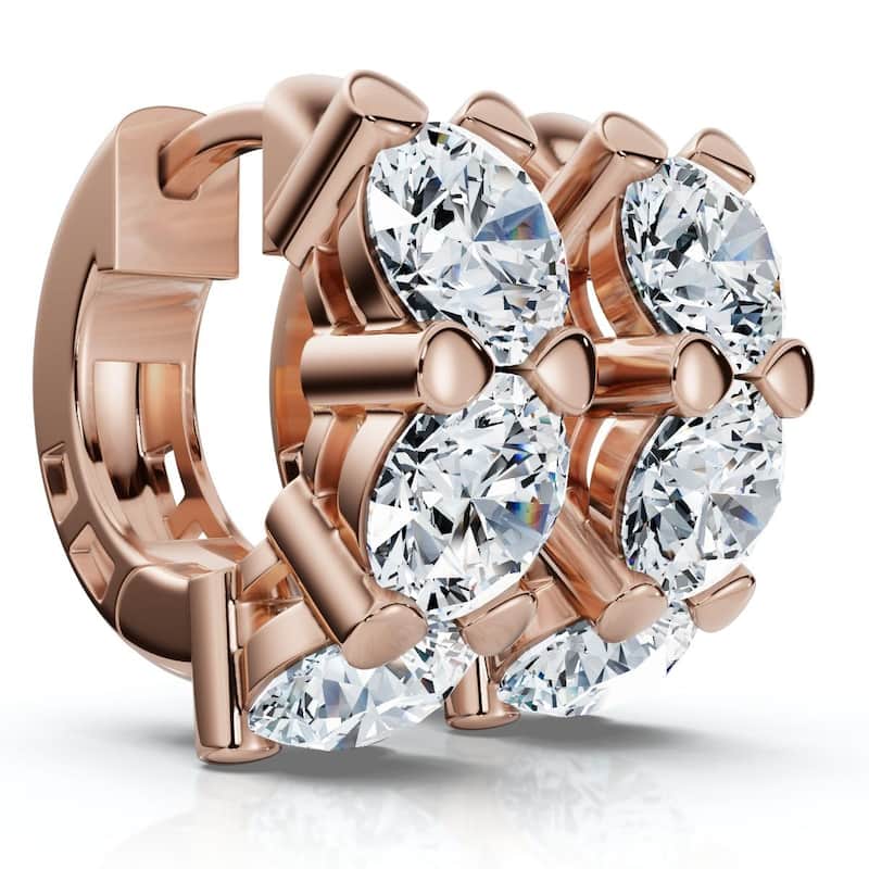 Bliss Diamond 3Ct Diamond Huggie Hoop Earrings Gold 1/2" Tall Lab Grown EF/VS - Rose