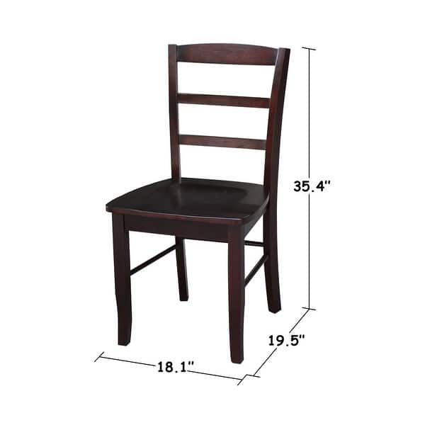 dimension image slide 2 of 12, International Concepts Solid Wood Madrid Ladderback Chairs, Set of 2 - N/A