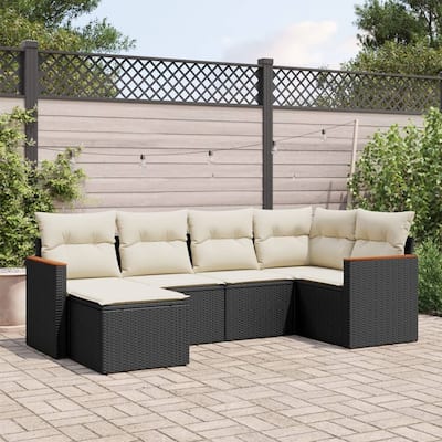 vidaXL Patio Sofa Set with Cushions Outdoor Conversation Furniture Poly Rattan