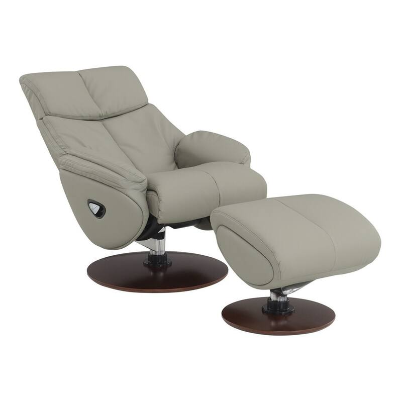 Synthetic Leather Upholstered Swivel Accent Chair with Ottoman in Gray - Gray and Brown