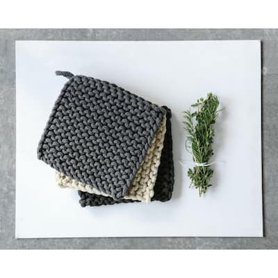 Square Cotton Crocheted Pot Holder (Set of 3 Colors)