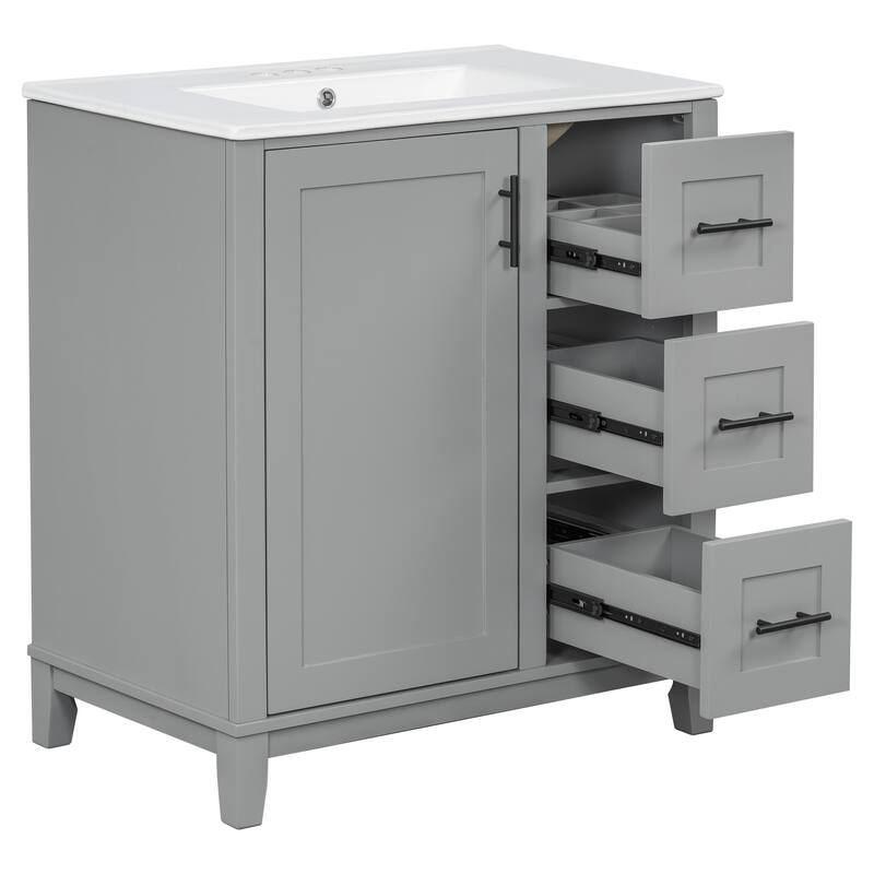 30-inch bathroom vanity with ceramic sink