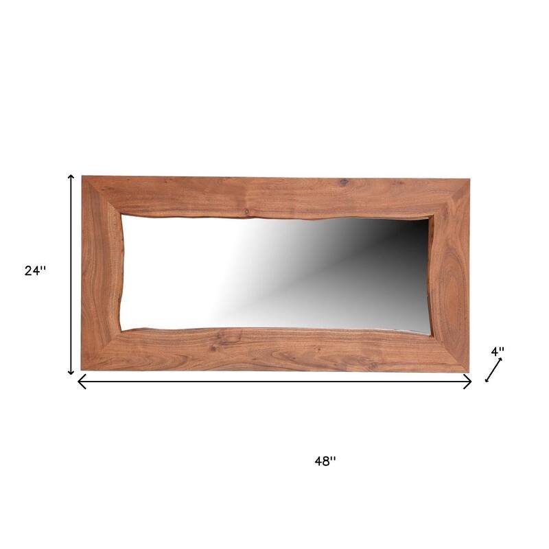 HomeRoots 24" Brown Solid Wood Live Edge Freestanding and Wall Mount Accent Mirror - 24.00 in. x 48.00 in. x 4.00 in.