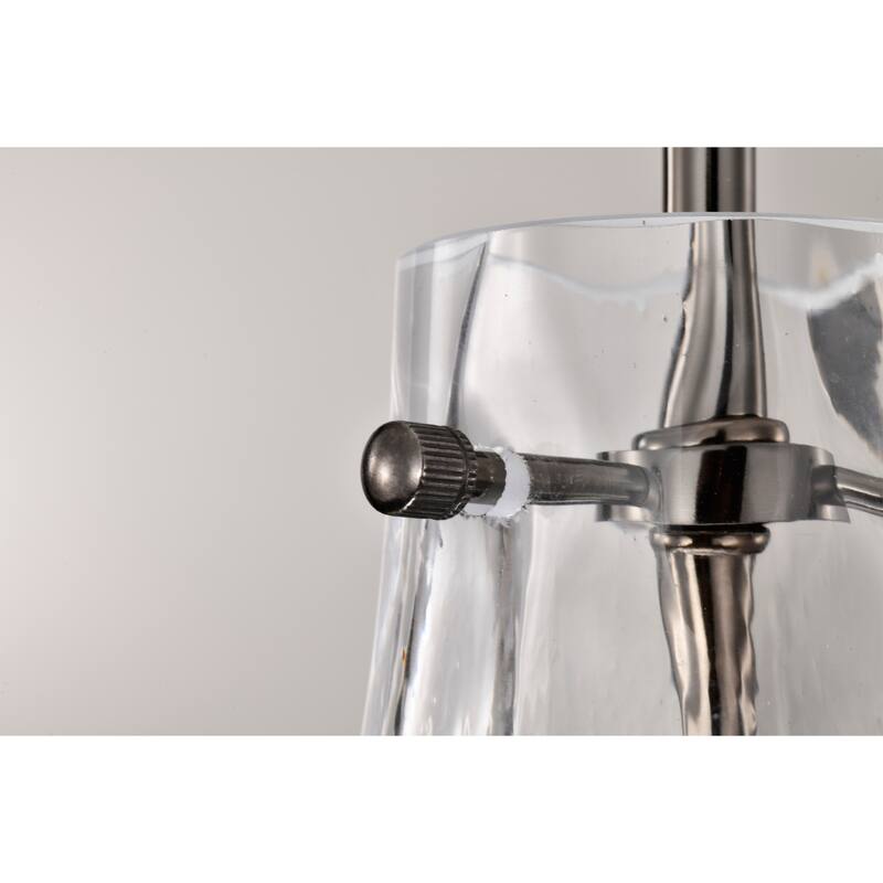 Clear Dimpled Cylindrical Glass Pendant Ceiling Light - 12in