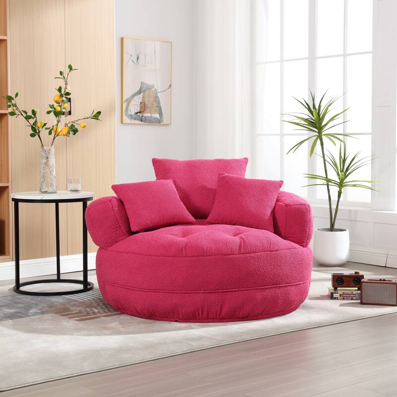 Chenille Sponge Single Sofa, Oversized Round Accent Chair Sleeper Couch Chaise Lounges for Living Room Bedroom Projection Room