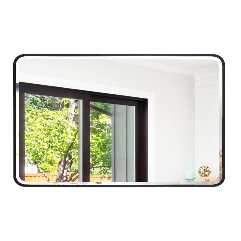 Aluminum Frame Beveled Glass Bathroom Wall Mirror with Round Corner